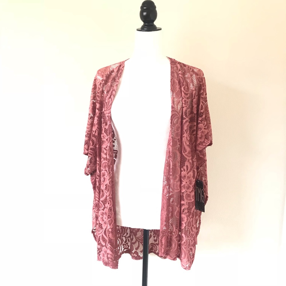 TMG Pink Blush Lace Open Cardigan boho bohemian